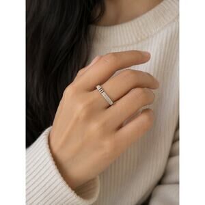 Vintage Modernist Geometric Silver Tone Ring Size 7 Minimalist
